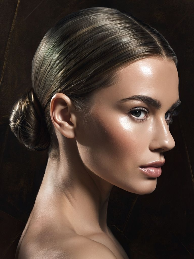 Polished Portrait Of A Woman In A Sleek Bun